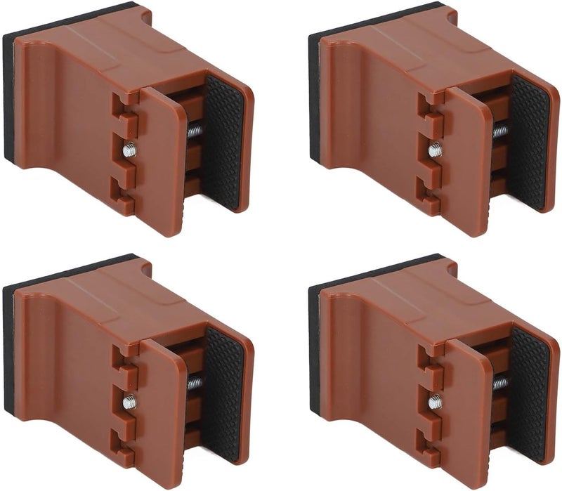 4pcs Adjustable Furniture Risers with Screw Clamp, Heavy Duty Bed Couch Risers, Rubber Height Adjustable Leg Extenders for Tables Sofas Cabinets and Beds (Brown) - Image 2
