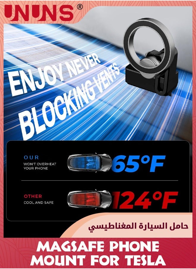 UNUNS - Tesla Phone Mount, MagSafe Car Phone Mount Adaptive For Tesla Model 3/Y Dashboard Air Vent, Adjustable Magnetic Cell Phone Holder Fits iPhone 15 14 13 All Phones, Tesla Model 3 Y Accessories - Image 1