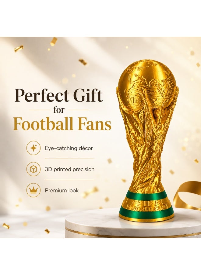 كأس عالم  23 سم - مجسم ديكور ذهبي لعشاق كرة القدم مطبوع بتقنية الطباعة ثلاثية الأبعاد - Image 4