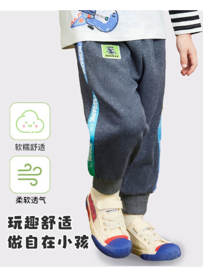 peppa Pig Spring Boys' Comfortable Pants With Contrast Color Woven Stripes, Stylish Baby Trousers - Image 1