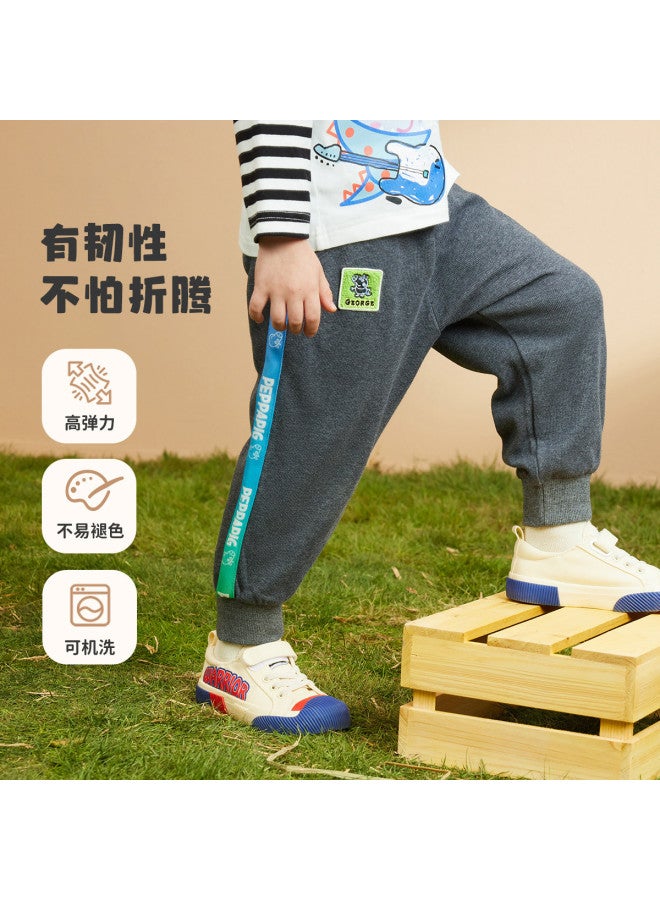 peppa Pig Spring Boys' Comfortable Pants With Contrast Color Woven Stripes, Stylish Baby Trousers - Image 5