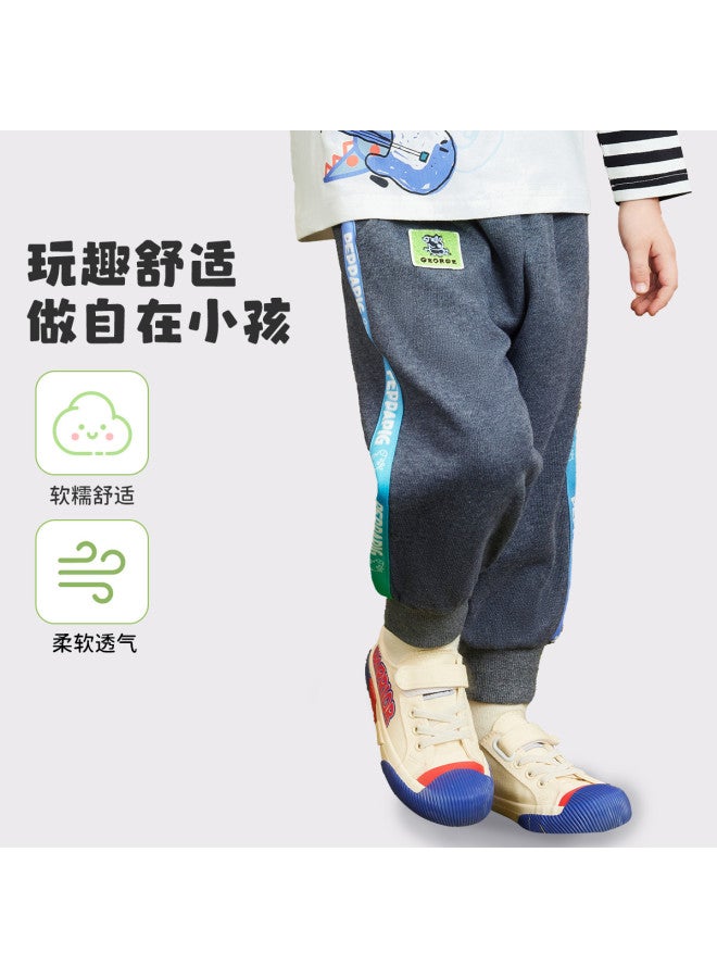 peppa Pig Spring Boys' Comfortable Pants With Contrast Color Woven Stripes, Stylish Baby Trousers - Image 2