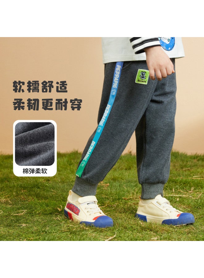 peppa Pig Spring Boys' Comfortable Pants With Contrast Color Woven Stripes, Stylish Baby Trousers - Image 3