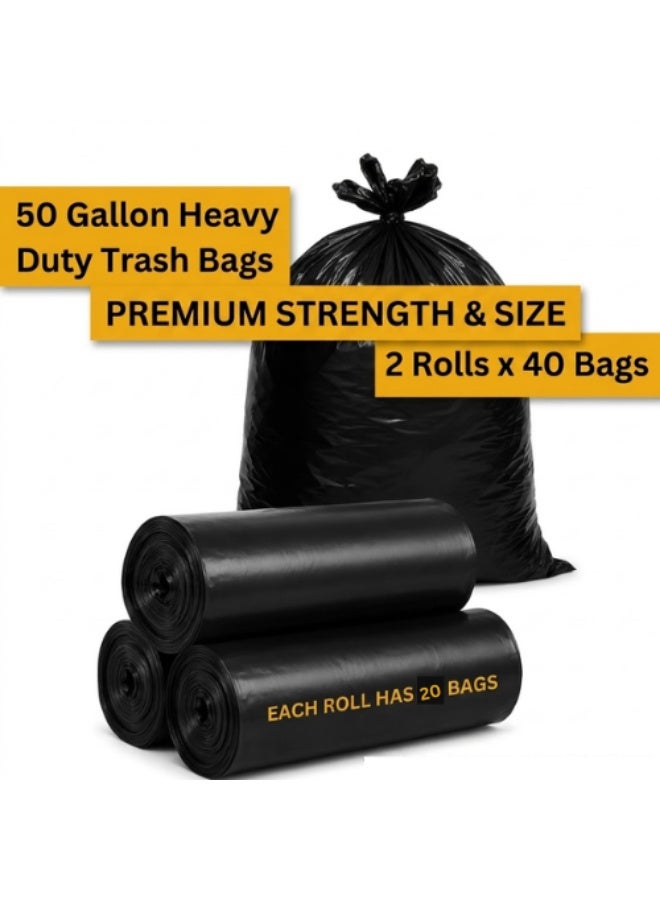AMM 50 Gallon Heavy Duty Trash Bags – 40 Count (2 Rolls x 20 Bags) – Extra Strong Leakproof Contractor Garbage Bags – Large Industrial Bin Liners for Outdoor, Kitchen, Commercial, Office & Construction Wa - Image 5