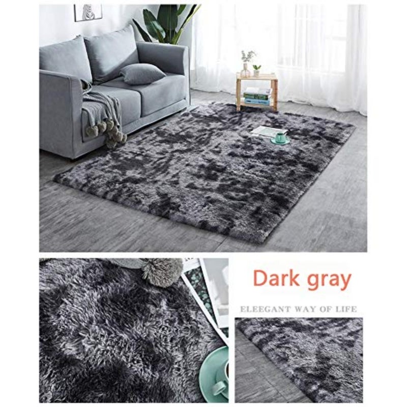 Rugs, Soft area rug, Shaggy Ultra Soft Anti Slip Non Shedding, For Living Room Area Rugs - Dark gray 140x200cm - Image 2