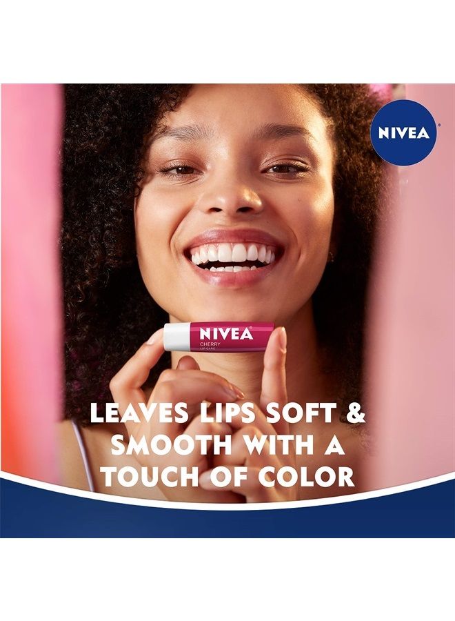 Nivea بلسم الشفاه الكرز - بلسم شفاه ملون لشفاه جميلة وناعمة - عبوة من 4