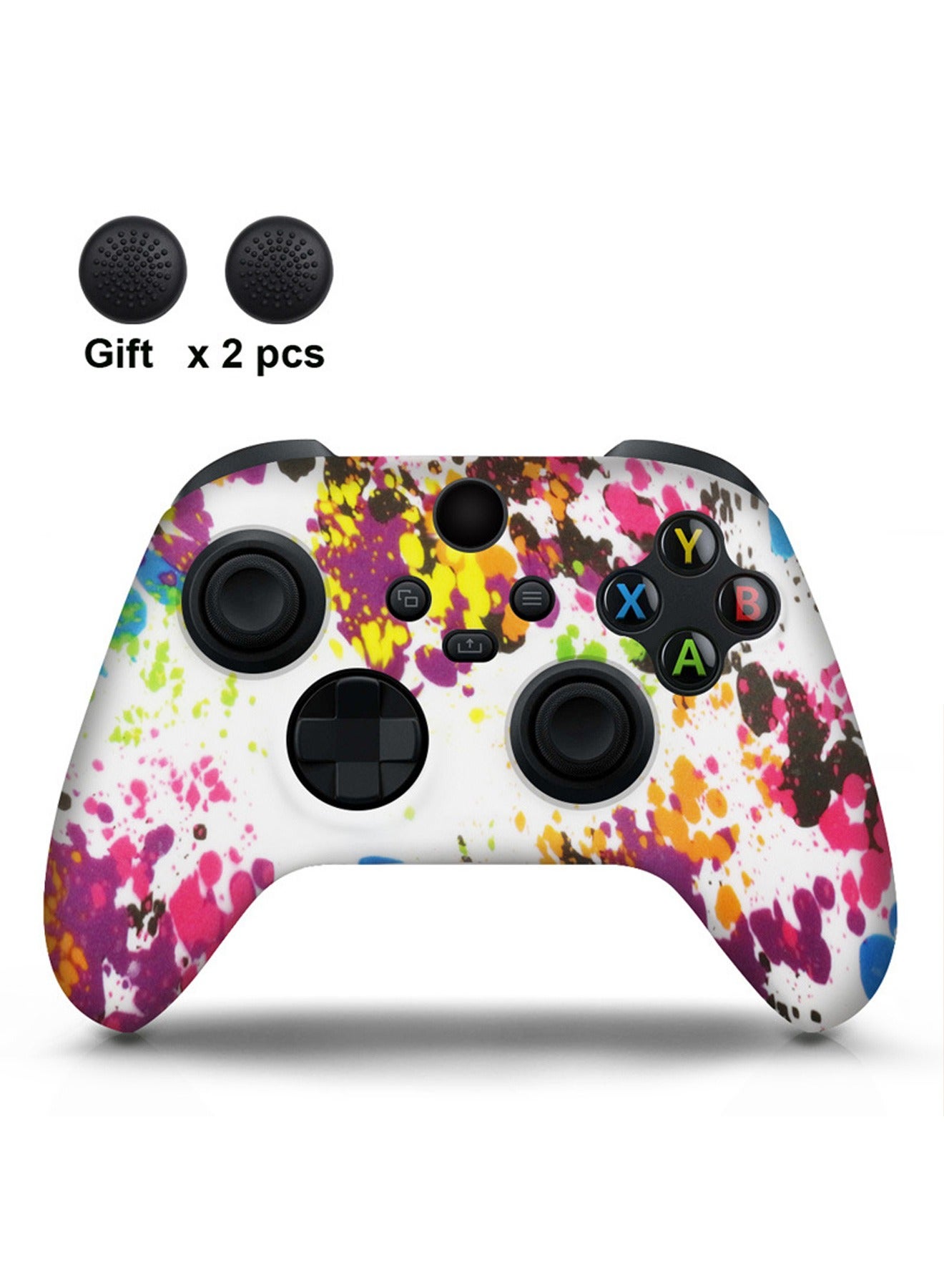 Soft Silicone Protective Case Cover for Xbox Series S/X Controller, Non-Slip No Interference Skin Protector Case Full Protection Cover for Xbox Series S/X Wireless Controller with 2 Thumb Grip Caps