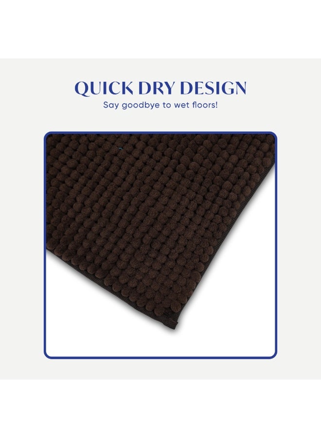 DIVEENAS Diveena's Non-Slip Bathroom Mat – 50x70cm Super Soft Microfiber Bath Mat, Quick-Dry & Machine Washable Bath Rug for Bathroom or Powder Room & Home | Dark Brown - Image 5