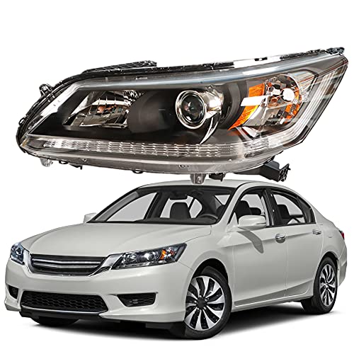 munirater Black Housing Projector Headlight Assembly Driver & Passenger Side Replacement for 2013-2015 Honda Accord 4-Door Sedan Halogen Headlights Headlamps - Image 1