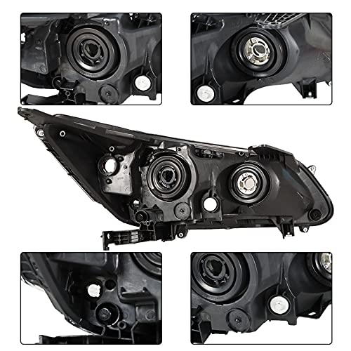 munirater Black Housing Projector Headlight Assembly Driver & Passenger Side Replacement for 2013-2015 Honda Accord 4-Door Sedan Halogen Headlights Headlamps - Image 5