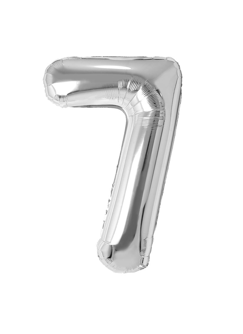 Party Zone Silver Foil Balloon Number 7 33" 