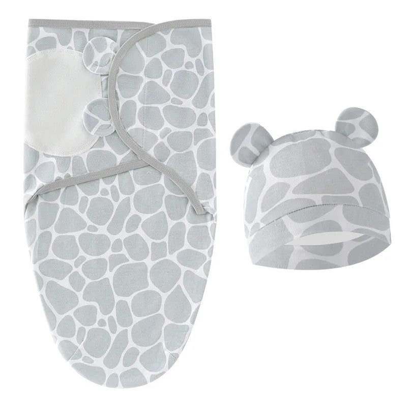 Y&D Newborn Swaddlers Baby Girls Boys Swaddle Wrap Set - Printed Cotton Sleeveless Adjustable Infant Sleeping Blanket with Hat - Image 1