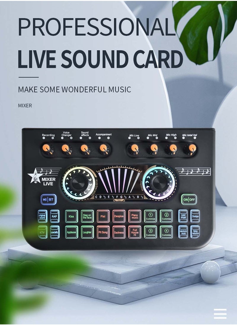 LEOKOR X3 Sound Card Podcast Equipment,DJ Mixer,Professional Audio Mixer,Suitable for Live Broadcast/Tiktok/Youtube/PC/Karaoke (Black)  - Image 2