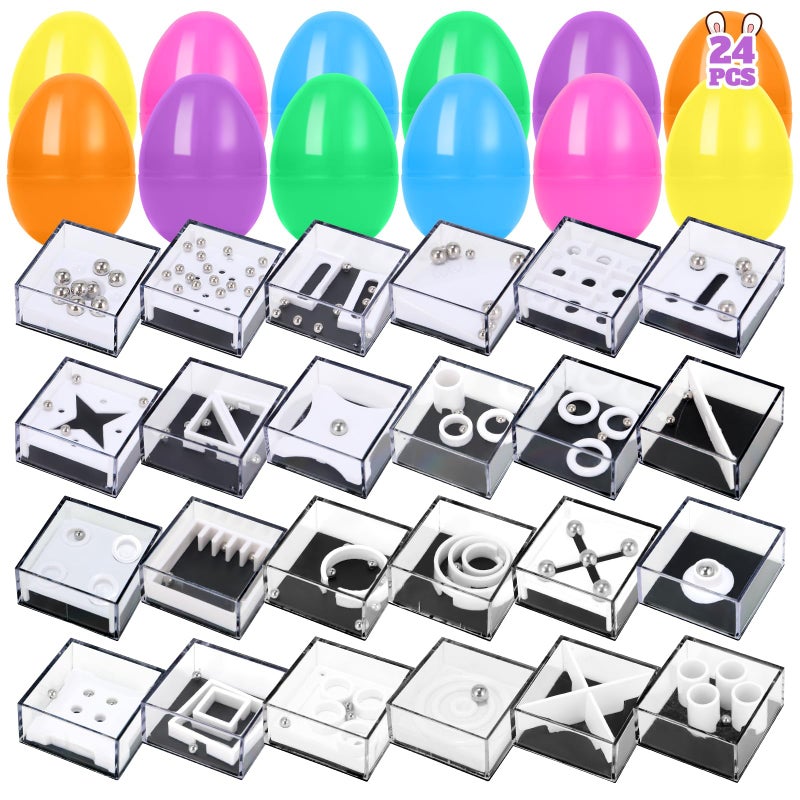 Mytothfy 24 Pack Prefilled Easter Eggs with Maze Cube Puzzle Toys Easters Egg Filled for Kids Boys Girls Easters Basket Stuffers for Kids Teens Adults Easter Eggs Hunt Game Classroom Prize Supplies - Image 3
