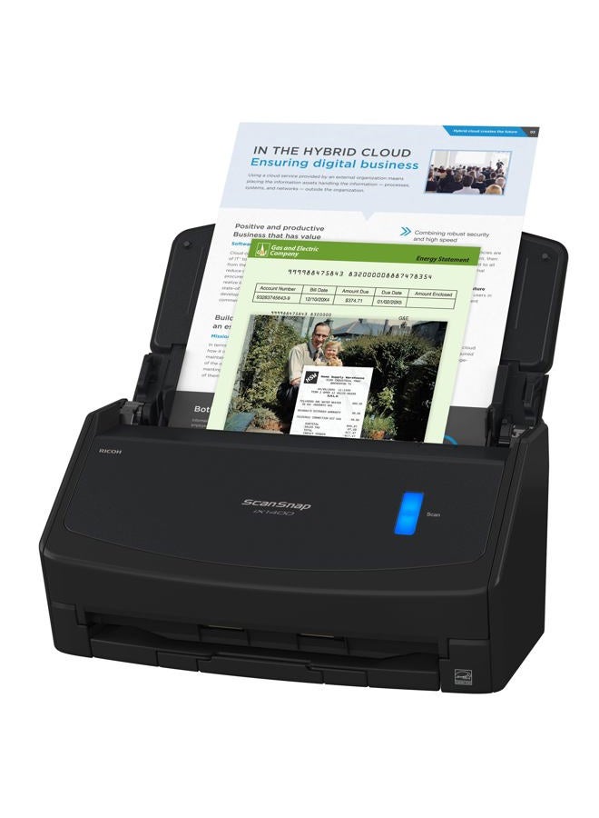 Fujitsu iX1400 High-Speed Simple One-Touch Button Color Document, Photo & Receipt Scanner with Auto Document Feeder for Mac or PC, Black - Image 1