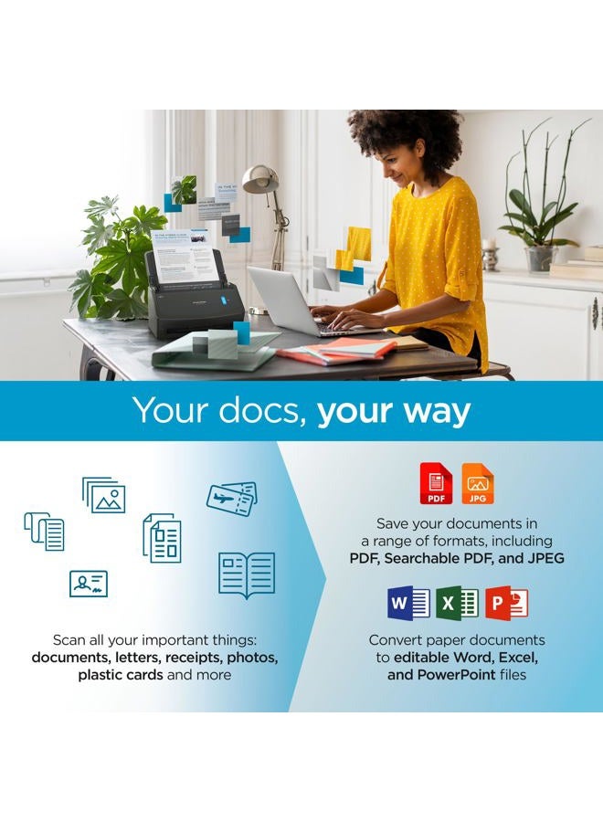 Fujitsu iX1400 High-Speed Simple One-Touch Button Color Document, Photo & Receipt Scanner with Auto Document Feeder for Mac or PC, Black - Image 5