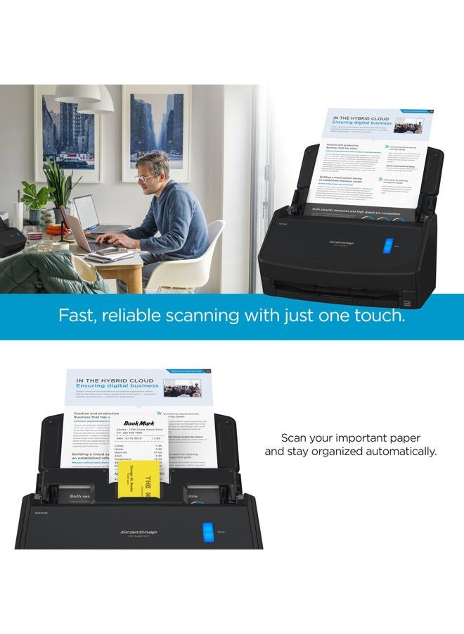 Fujitsu iX1400 High-Speed Simple One-Touch Button Color Document, Photo & Receipt Scanner with Auto Document Feeder for Mac or PC, Black - Image 2