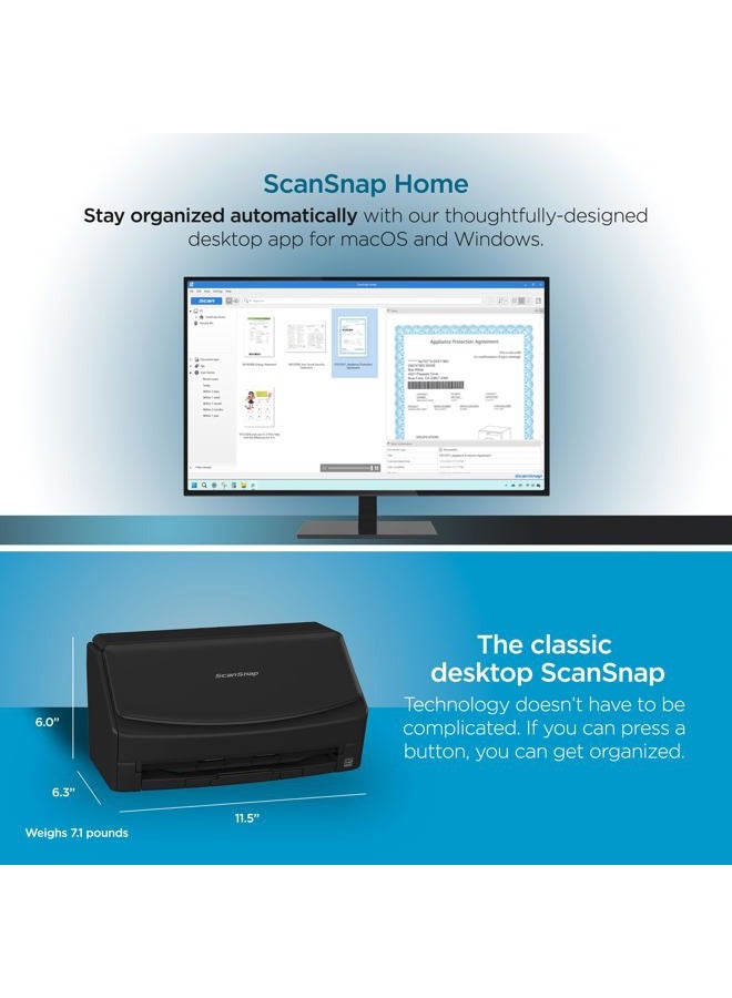 Fujitsu iX1400 High-Speed Simple One-Touch Button Color Document, Photo & Receipt Scanner with Auto Document Feeder for Mac or PC, Black - Image 4