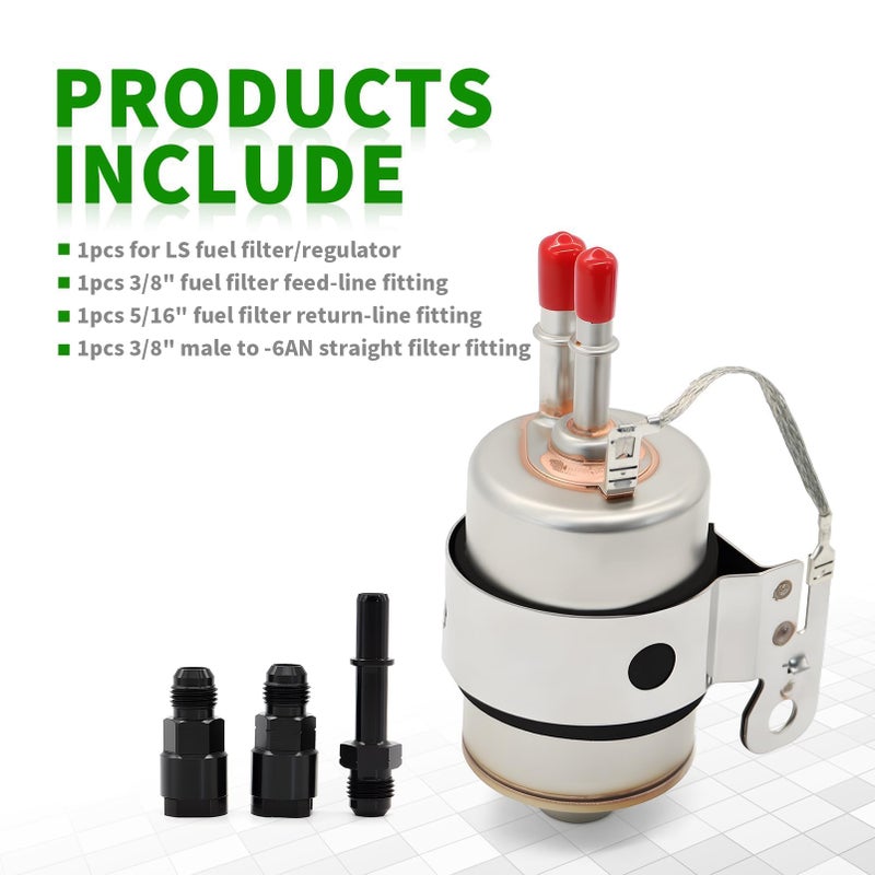 Yunnergo 19239926 Fuel Filter Regulator & Fittings 58 PSI Kit Replacement for LS Swap Compatible with C5 10299146 GF822 - Image 3