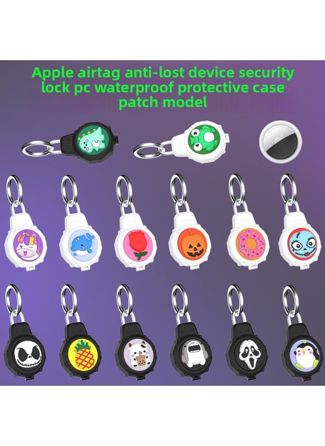 Generic - For Apple For Apple Airtag Tracker Wire Security Lock PC Set Waterproof Protective Case Cartoon Cute-Color:White Donut (Q81G) - Image 1