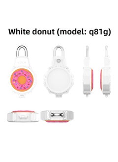 For Apple For Apple Airtag Tracker Wire Security Lock PC Set Waterproof Protective Case Cartoon Cute-Color:White Donut (Q81G)