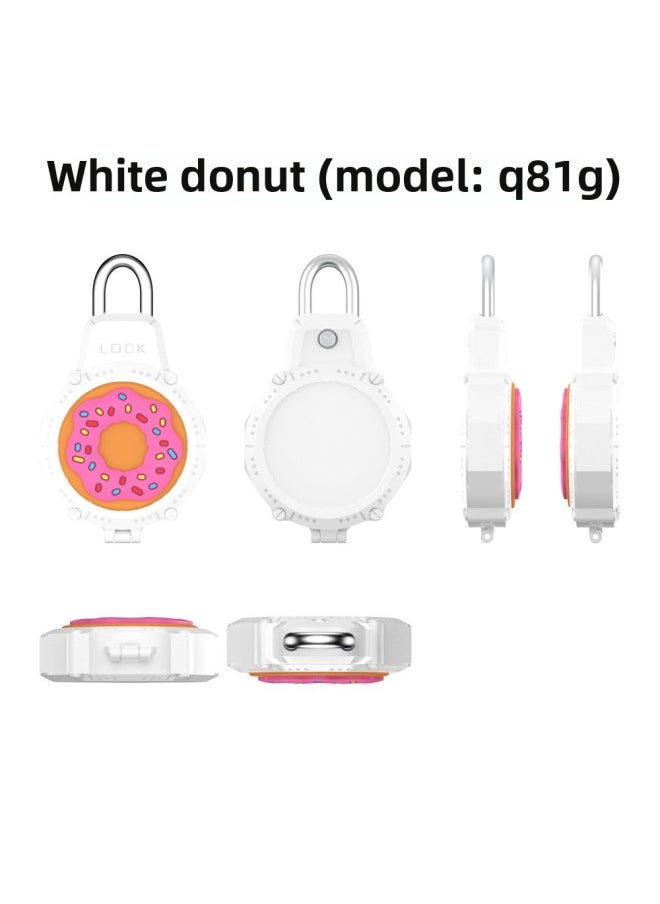Generic - For Apple For Apple Airtag Tracker Wire Security Lock PC Set Waterproof Protective Case Cartoon Cute-Color:White Donut (Q81G) - Image 1