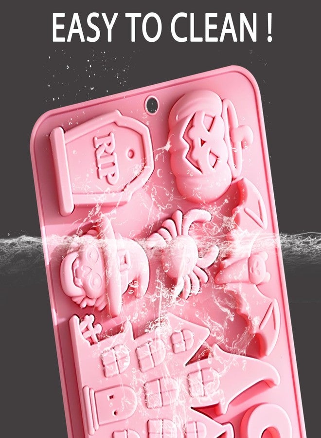 Fchil Halloween Witch Hat Silicone Molds, 3 Pack Nonstick Chocolate Candy Molds with Spooky Shapes Haunted House Mummy Bat Ghost Pumpkin Designs, for Baking Ice Cube Soap - Image 3