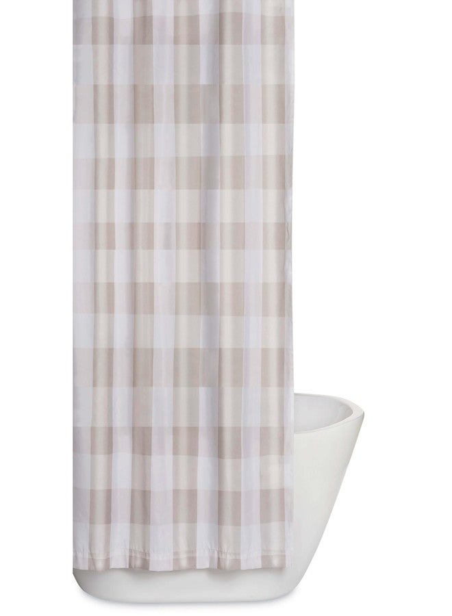 TRULY SOFT Everyday Buffalo Plaid Khaki Polyester 1-Piece Standard Shower Curtain, Plaid Themed, for Men and Women, Oeko-TEX Certified Confidence - Image 1