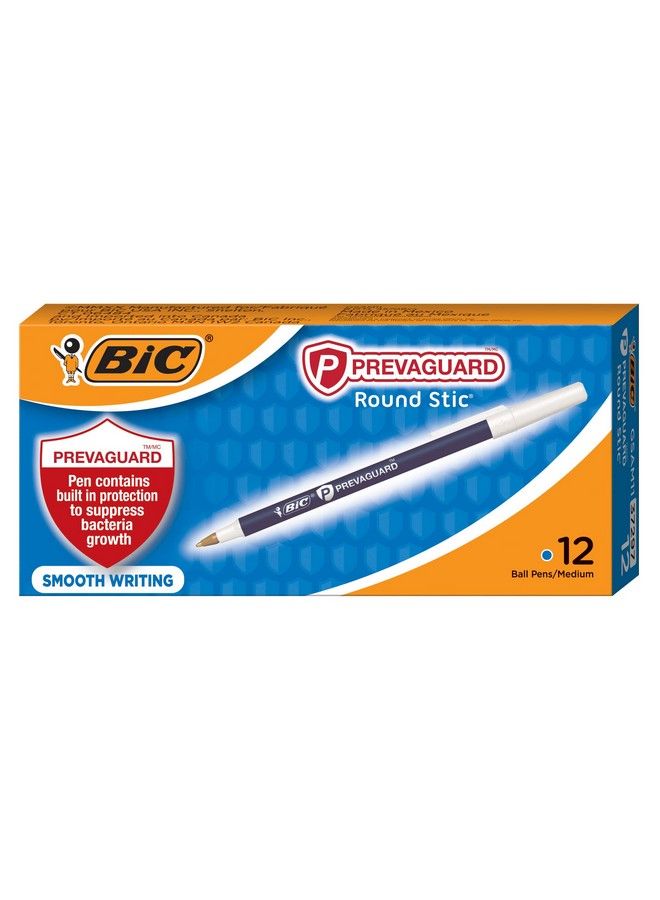 Bic قلم حبر جاف دائري من بريفاغارد مع حماية مدمجة لتقليل نمو البكتيريا نقطة متوسطة (1.0 مم) أزرق 12 قطعة - Image 1