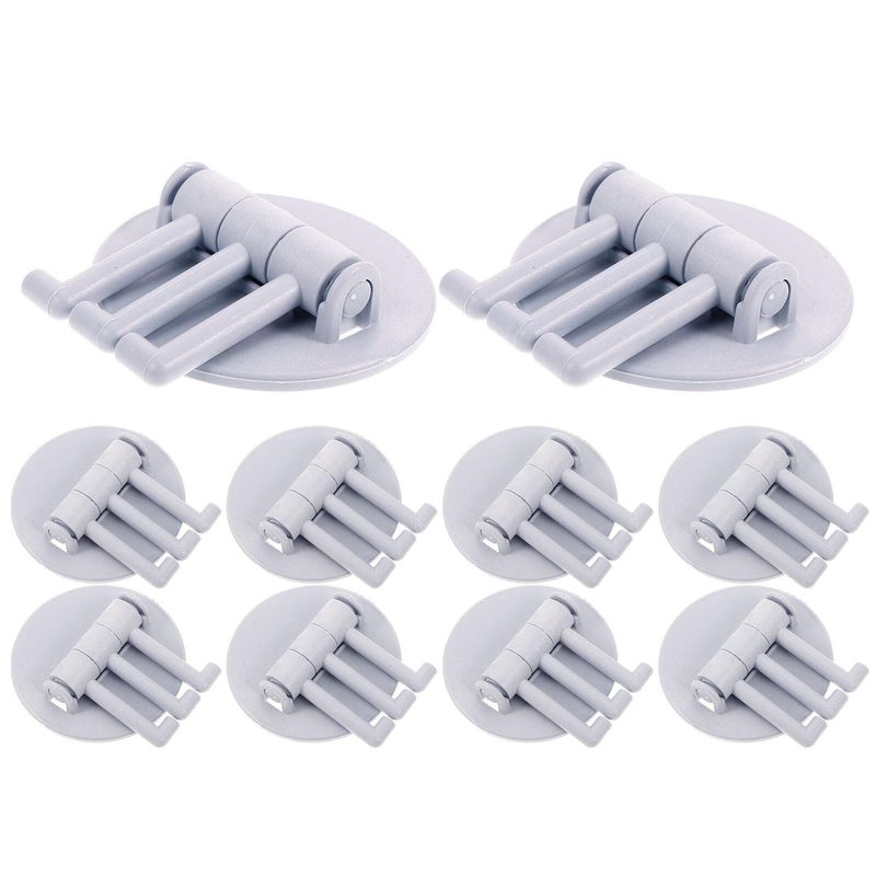 DOITOOL 10 Rotating Self Adhesive Bathroom Hooks Heavy Duty Plastic Wall Mounted - Image 2