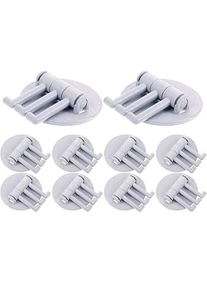 DOITOOL 10 Rotating Self Adhesive Bathroom Hooks Heavy Duty Plastic Wall Mounted - Image 1