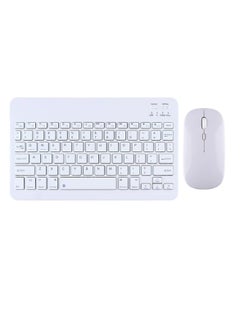 Yuwell Universal Portable Rechargeable Mini Wireless Keyboard And Mouse Combo For Tablet Mobile Phones iPhone IOS Android And Windows Phones White 