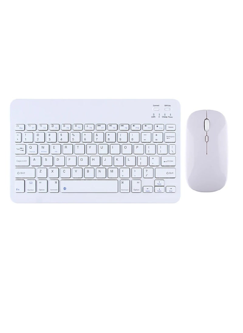 Yuwell Universal Portable Rechargeable Mini Wireless Keyboard And Mouse Combo For Tablet Mobile Phones iPhone IOS Android And Windows Phones White 