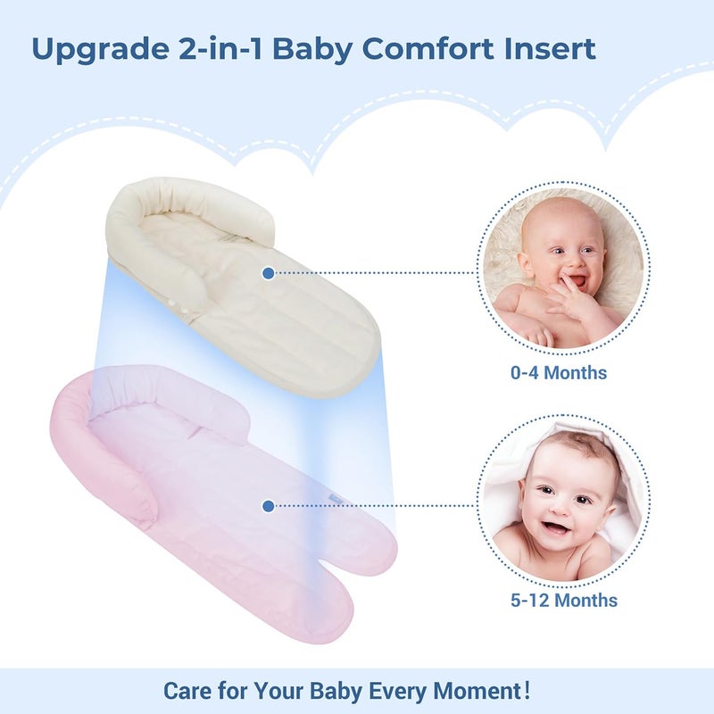 COOLBEBE كول بيبي جديد دعامات جسم الطفل ثنائية الاستخدام لحديثي الولادة - وسائد عربة أطفال إضافية ناعمة، حشوة مقعد السيارة، فصول، وردي - Image 5