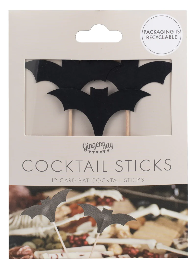 جينجر راي Cocktail Sticks - Bats - Pack of 12