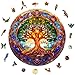 Aeekdook Wooden Puzzles for Adults Stained Glass Tree of Life Wooden Puzzles Unique Shaped Wooden Jigsaw Puzzles 100 Pieces Plant Puzzles Home Decoration S85 85in - Image 2