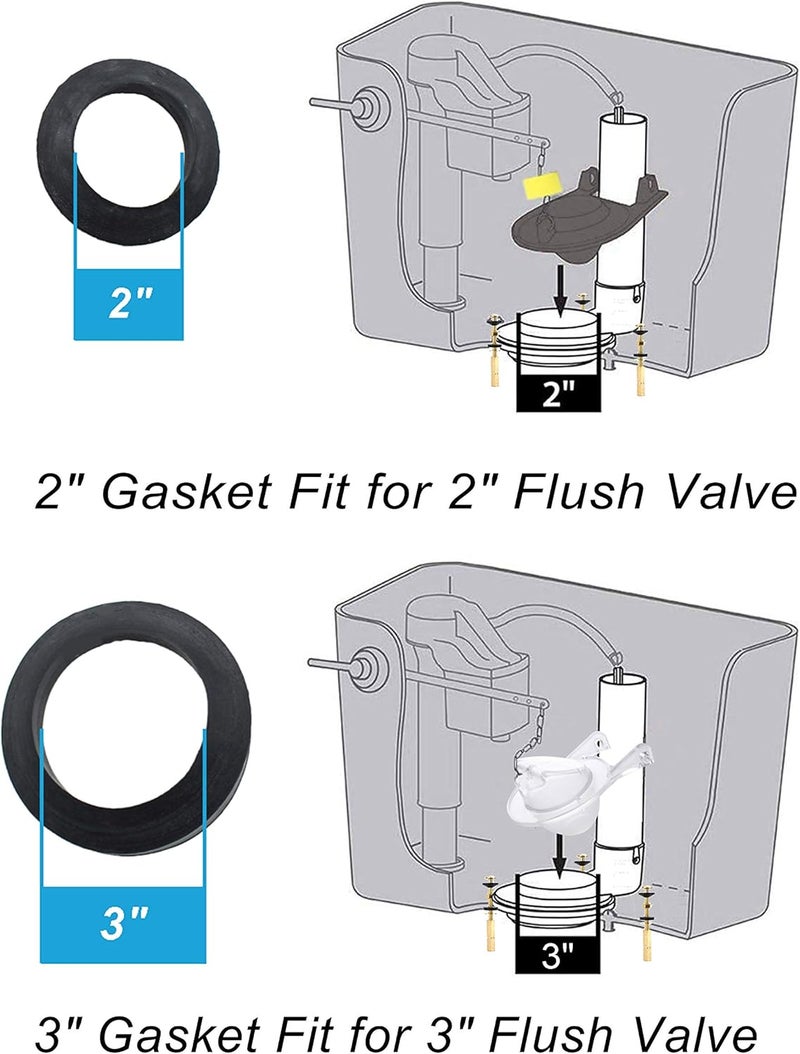 Teaayako Universal Toilet Tank to Bowl Repair Kit Including 2 Sponge Gaskets and 3 Set Brass Hardware Kits Fits 2 Inches 3 Inches Flush Valve Opening - Image 5