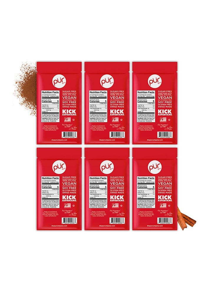 PUR Gum 100% Xylitol Chewing Cinnamon, Sugar-Free + Aspartame Free, Vegan + non GMO, 55 Count (Pack of 6) - Image 2