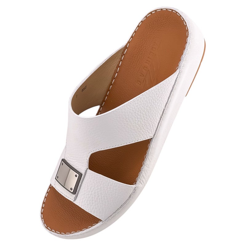 AET A E T Handmade Arabic Sandals For Men | Outdoor Mens Slippers | Everyday Flip Flops Open Toe | Arabic Genuine Milled Leather With Buckle| New Arabic Design | Tan Footbed | Comfortable & LightWeight - Image 3