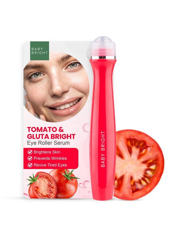 Baby Bright - Advanced Eye Roller Serum - Hydrating Eye Serum, Intensive Dark Circles Under Eye Treatment, Eye Puffiness Reducer, Under Eye Brightener for Radiant Skin - Tomato & Glutathione (15 ml) - Image 1