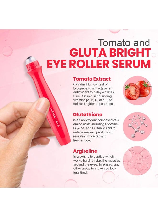 Baby Bright - Advanced Eye Roller Serum - Hydrating Eye Serum, Intensive Dark Circles Under Eye Treatment, Eye Puffiness Reducer, Under Eye Brightener for Radiant Skin - Tomato & Glutathione (15 ml) - Image 1