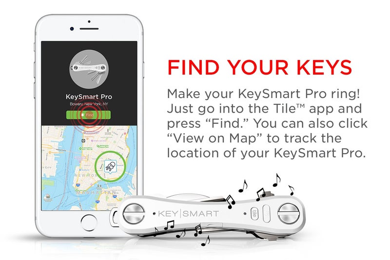 key smart KeySmart Pro - حامل مفاتيح ذكي مدمج مع مصباح LED وبلوتوث Tile، منظم مفاتيح EDC، يعلق مفتاح السيارة، أدوات صغيرة وإكسسوارات أخرى (حتى 10 مفاتيح، أبيض) - تم إيقافه - Image 2