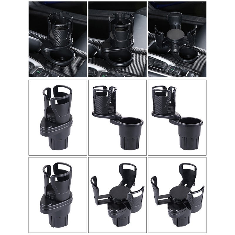 Car Cup Holder 2 in 1 Multifunctional Drinks Bottle Holder Expander Adapter 360° Rotating Adjustable Base Double Layer Storage Rack for Coffee Beverage Bottles Snack - Image 2