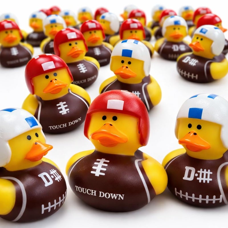 GIFTEXPRESS 24 Pack Football Rubber Duckies 2 Inch Mini Sports Theme Ducks with Helmets Assorted Styles Touchdown Bath Toys for Game Day Football Party Favors Classroom Prizes - Image 5
