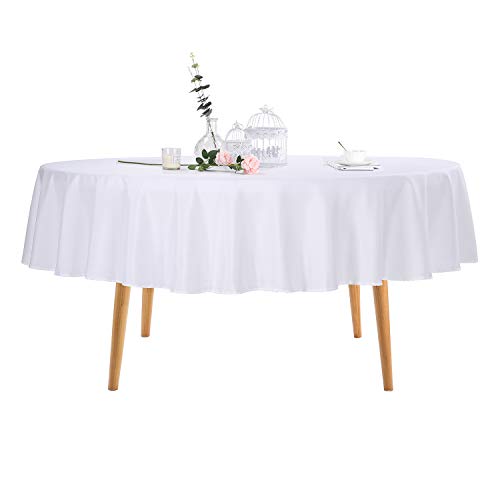Ascoza 2pack 90 Inch White Round Tablecloth in Polyester Fabric for WeddingBanquetRestaurantParties