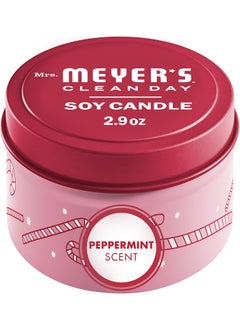Mrs. Meyer's Clean Day MRS. MEYER'S CLEAN DAY Soy Tin Candle, 12 Hour Burn Time, Made with Soy Wax and Essential Oils, Peppermint, 2.9 oz 