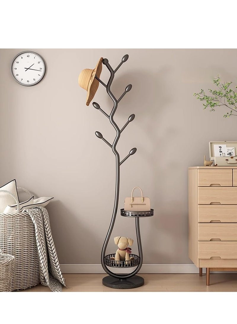 XiuWoo Storage Tray Coat Rack, Metal Coat Rack Stand, Clothes Drying Rack, Modern Freestanding Coat Rack with Natural Marble Base, Tree-Shaped Coat Rack, for Home, Entryway, Hallway, Office - Image 2