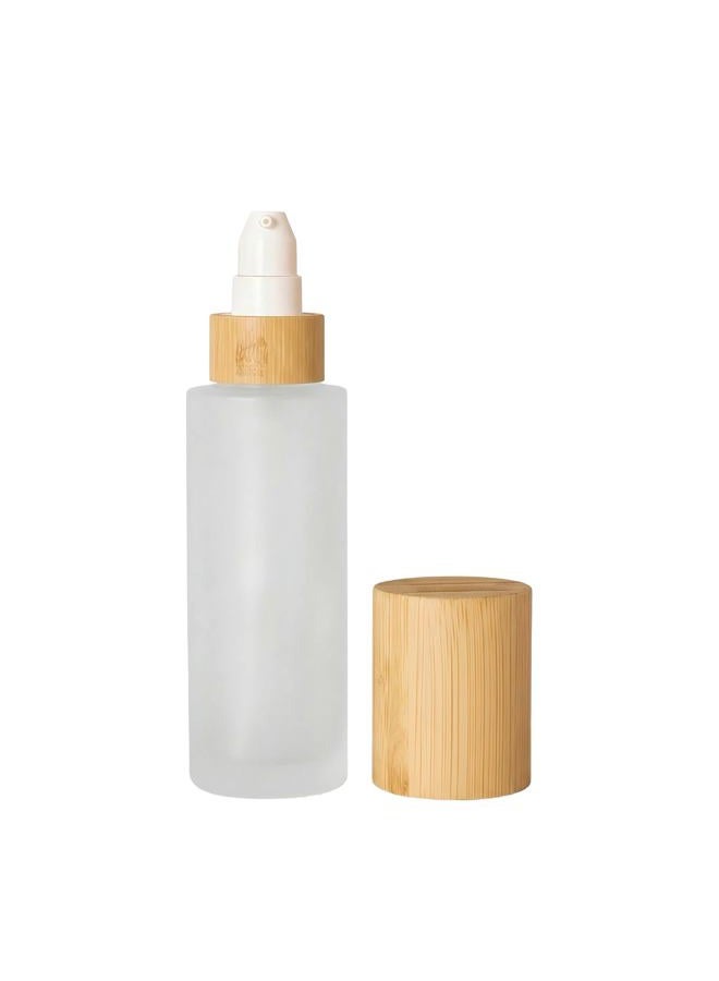ASTRQLE 120ml 4oz Upscale Frosted Glass Soap Dispenser Lotion Bottle with Bamboo Pump Dispenser and Bamboo Lid Leakproof Lotion Pump Bottles Dispenser Cosmetics Cream Pump Bottles Containers Jar Vial - Image 1