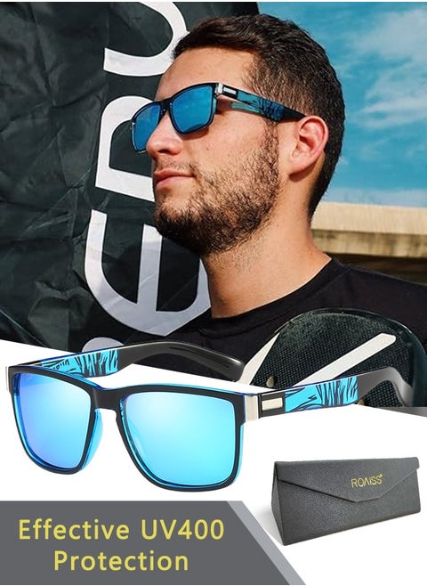 Retro Style Mens Polarized Sunglasses Square (Blue)