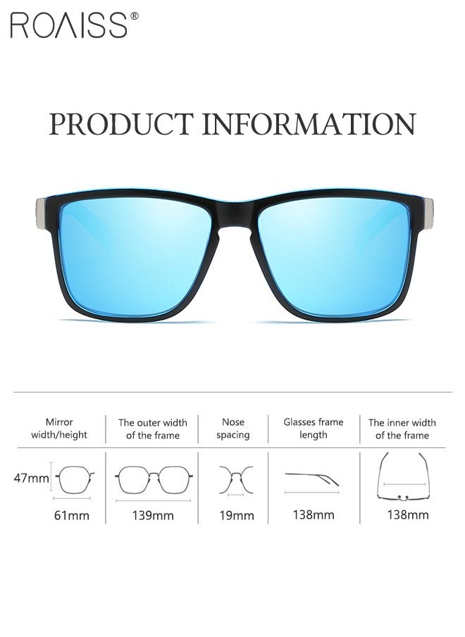 roaiss - Retro Style Mens Polarized Sunglasses Square (Blue) - Image 1